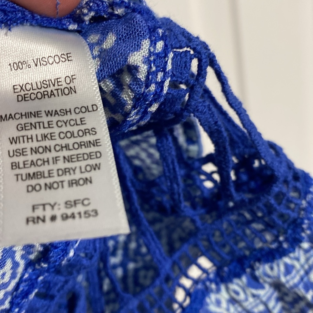 CUTE Hannah lightweight blue v-neck gauze lace detail smock top shirt blouse PXL - Picture 11 of 12